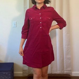 ⭐️2/$20 corduroy magenta shift shirt dress